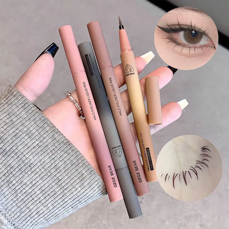 Αδιάβροχο Quick Dry Liquid Eyeliner Pen Ultra-fine Matte Black Brown Lasting Lying Silkworm Eyeliner Pencil Φυσικό Μακιγιάζ ματιών