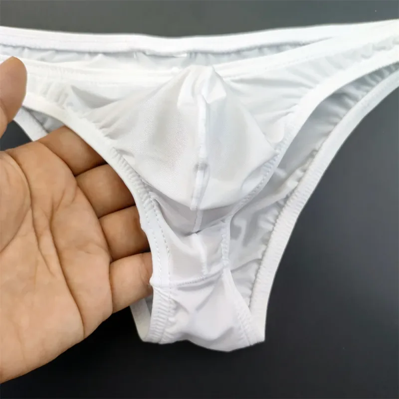 5Pcs New Youth Men's Ice Silk Brief U Pouch Underwear Low Waist Ultra Thin Transparent Underpants Sexy Plus Size Male Panties — image 5