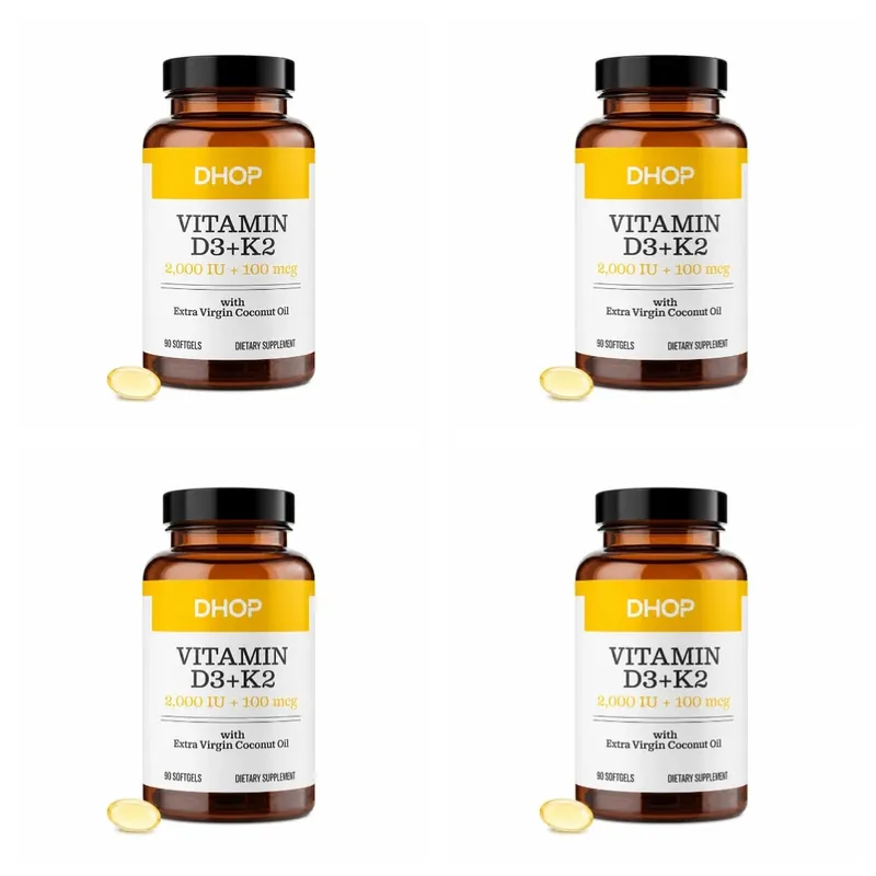 Vitamin D3+K2 Capsules 2000 IU + 100 Mcg - Bone Health & Immune Support Calcium Absorption Daily Wellness Formula 90ct