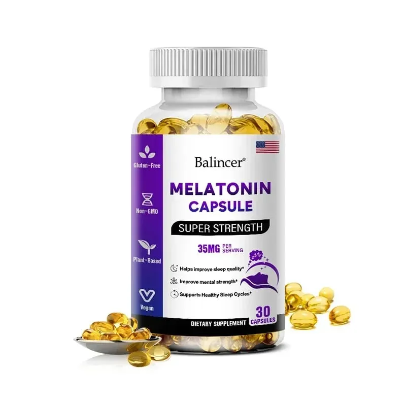 Contains 35 Mg Melatonin Capsules - Improve Insomnia Promote Sleep Quality & Alertness Help Deep Sleep 120 Capsules