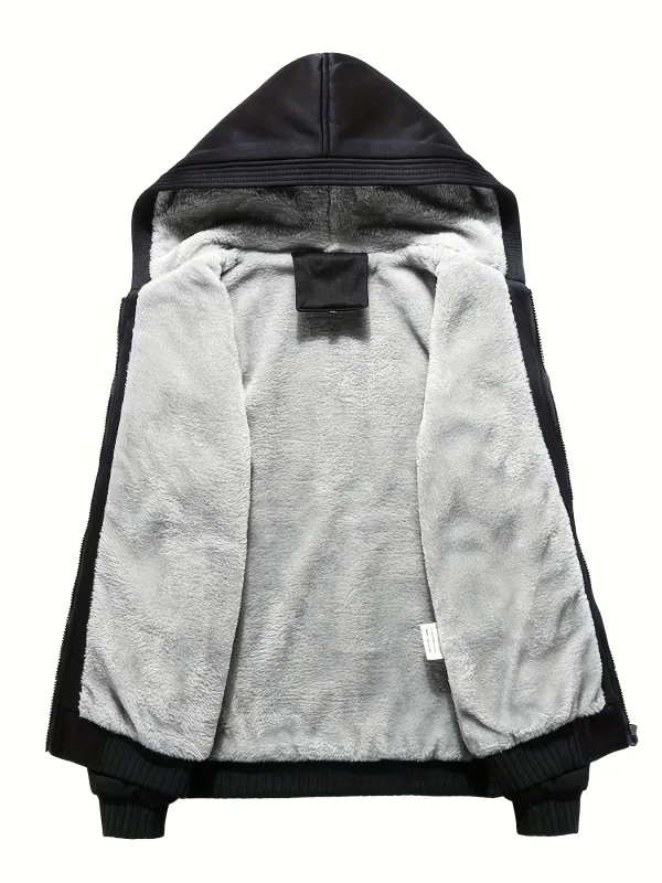 Customized Pattern Logo Diymen Zipper Pocket Coat Fashion Hoodie Casual Loose Jacket Unisex Winter Thicken Warm Clothing — image 2