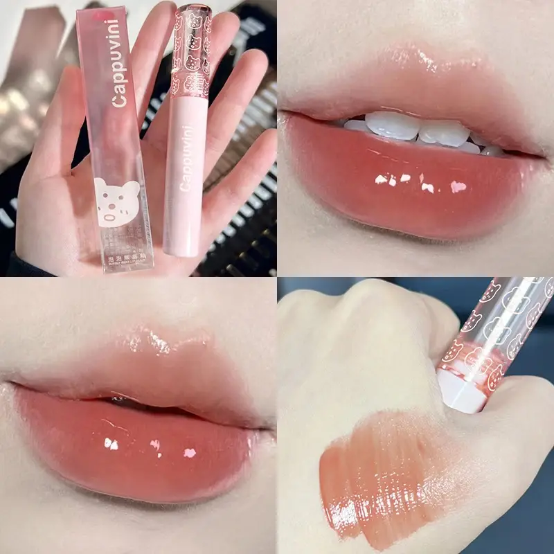 1 PC Mirror Water Lip Gloss דובדבן ורוד שקוף עמיד למים עמיד למים לחות עירום גוון שקוף זכוכית איפור שמן