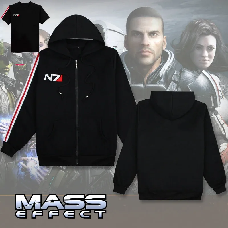 Spiel Mass Effect N7 Hoodie Unisex Sweatshirt Jacke bestickt Reißverschluss Hoodies Männer Frauen Mantel N7 T-Shirt Streetwear — image 3