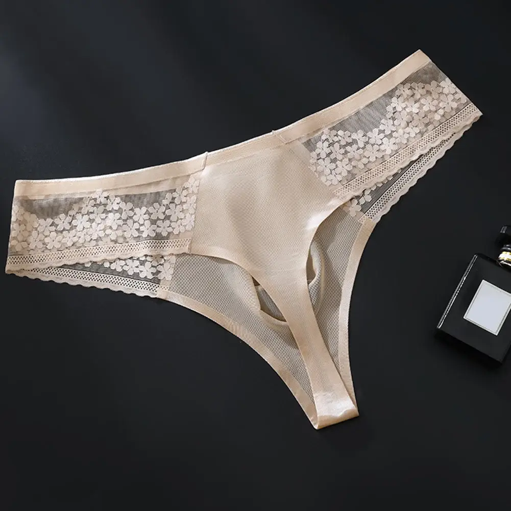 Breathable Men's Lace G-String Underwear Featuring Thin Seamless Ice Silk Fabric with 3D Bulge Pouch and Solid Color Design — image 14