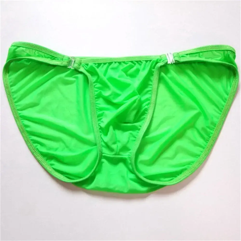 Sexy Heren U Bolle Nylon Slips Afneembare Gesp Lage Taille Ijs Zijde Ondergoed Comfortabele Melk Zijde Naadloze Dunne Slipje