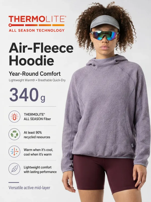 Thermolite® Sudadera con capucha térmica para todas las estaciones Sudadera con capucha ligera de secado rápido unisex Ropa deportiva de capa media de invierno transpirable