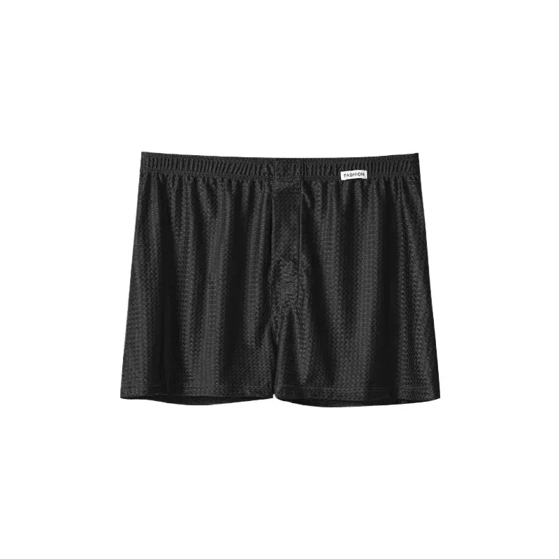 2 Pack Men's Ice Silk Boxers Mid-Rise Loose Fit Summer Cool Trendy Sheen Underwear Sleepwear Male Panties