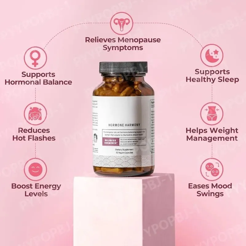 Hormone Harmony kapszula természetes gyógynövény-kiegészítővel Wellness támogatás nőknek Menopauza enyhítése Hormonális egyensúly 72 Szám — image 2