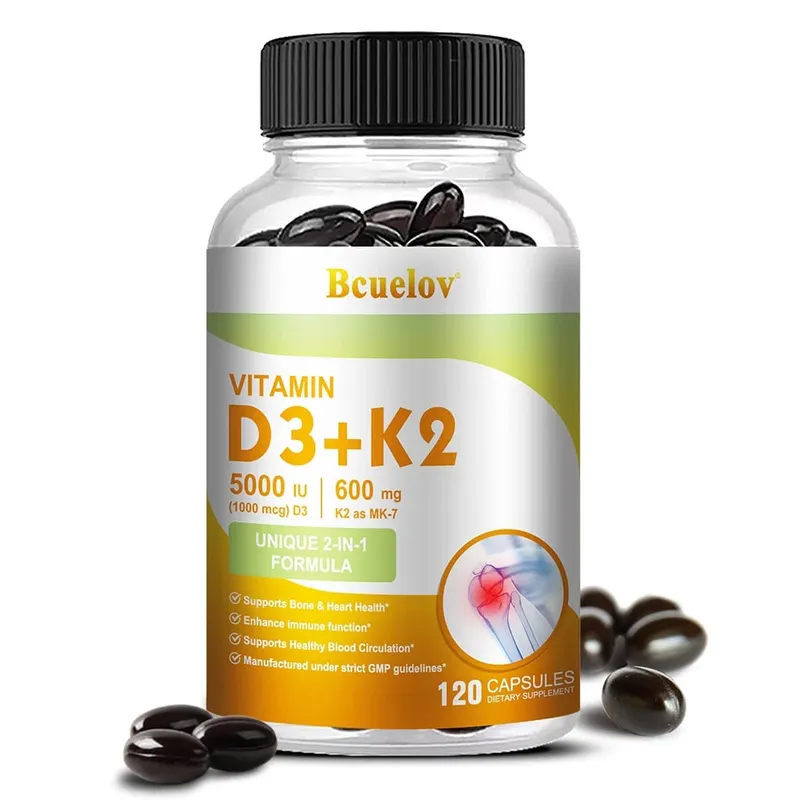 Bcuelov Vitamin D3+K2 5000 IU Vitamin D3 non-GMO formula easy-to-swallow vitamin D and K complex dietary supplement — image 9