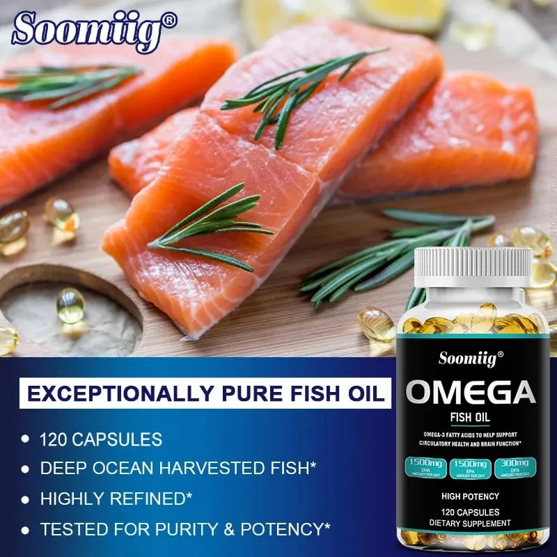 Omega 3 halolaj lágyzselé 3300 mg nagy hatékonyságú EPA-val és DHA-val Támogatja az energiát, a szívet, az ízületeket, a szem bőrét és az immunitást