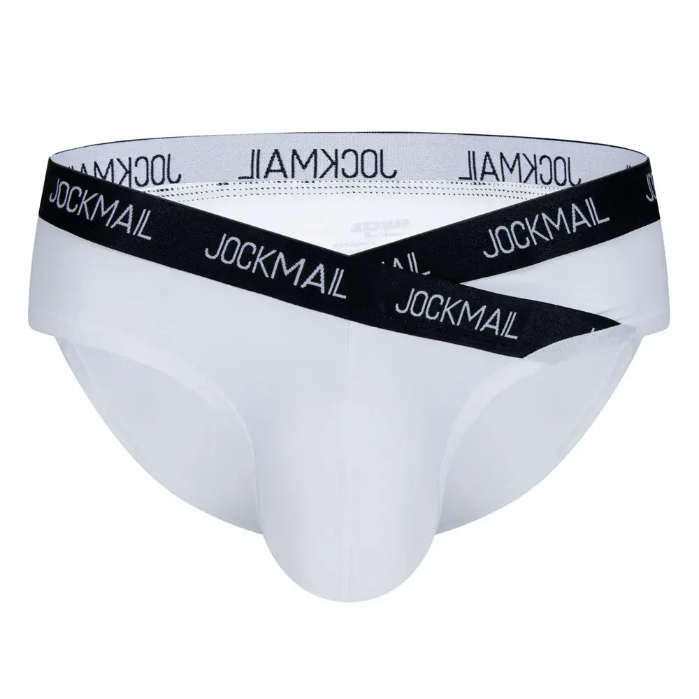 Jockmail Mens Underwear Low Waist Sexy Letter Sports Breathable Summer Ice Silk Briefs Big Bag Nylon Solid Color Man Panties — image 5