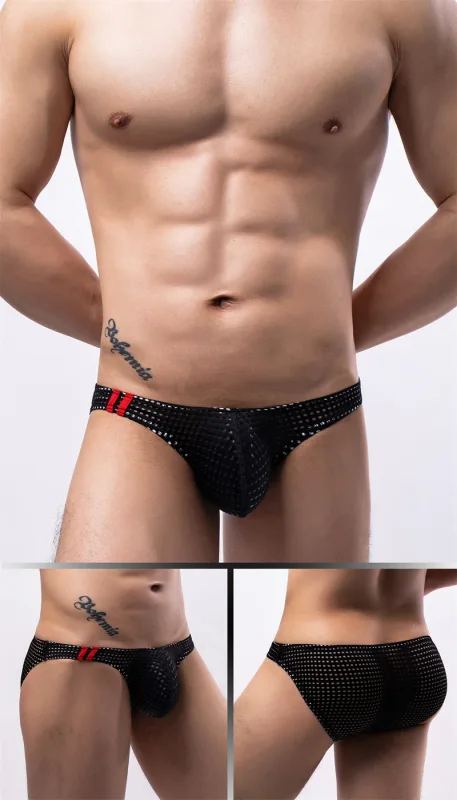 Calzoncillos para hombre, ropa interior con agujeros transpirables de verano, ropa interior convexa en U, ropa interior fina de cintura baja para hombre, Calzoncillos antideslizantes