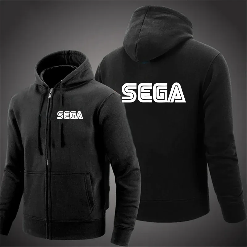 Sudaderas para hombre, jersey Sega de otoño, chaqueta informal con cremallera para hombre, Sudadera con capucha para exteriores, sudadera de otoño de Color sólido con cuello alto