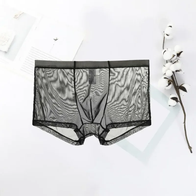 Transparent Boxers for Men See Through Male Underpants Sexy Mesh Low Waist Ice Silk Thin Cooling Men Panties Men Underwear — image 18