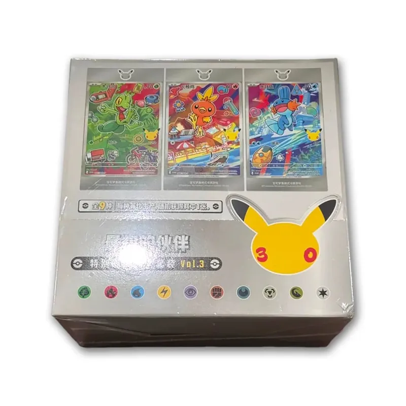 Hot 100% Official Pokemon 30th Anniversary Box Set Simplified Chinese PTCG Gem Pack Original Partners Special Illustration Cards