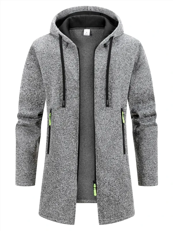 Chaqueta Retro con cremallera para hombre, cortavientos de longitud media, chaquetas cálidas de lana para primavera, otoño e invierno, abrigo informal de hilo de retales a la moda