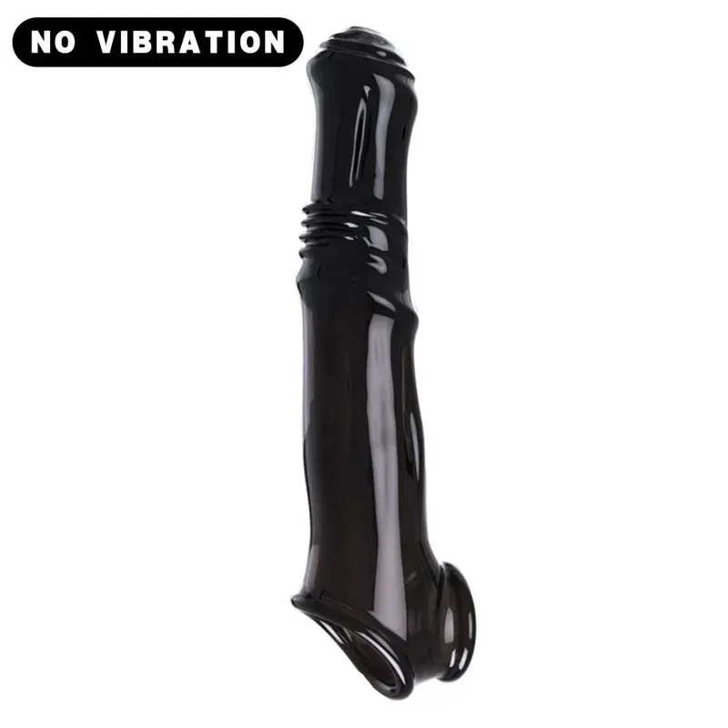 Vibrator Penis Enlargement Sleeve Penis Extender 7cm Dick Reusable Condom Delay Ejaculation Sex Toys For Men Sex Products