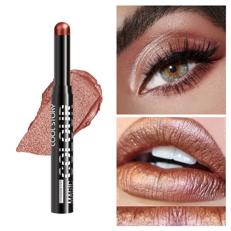 2 σε 1 Eyeshadow Lipstick Stick Pencil Waterproof Glitter Brighten Matte Eye Shadow Makeup Pigment Eyeshadow Pen
