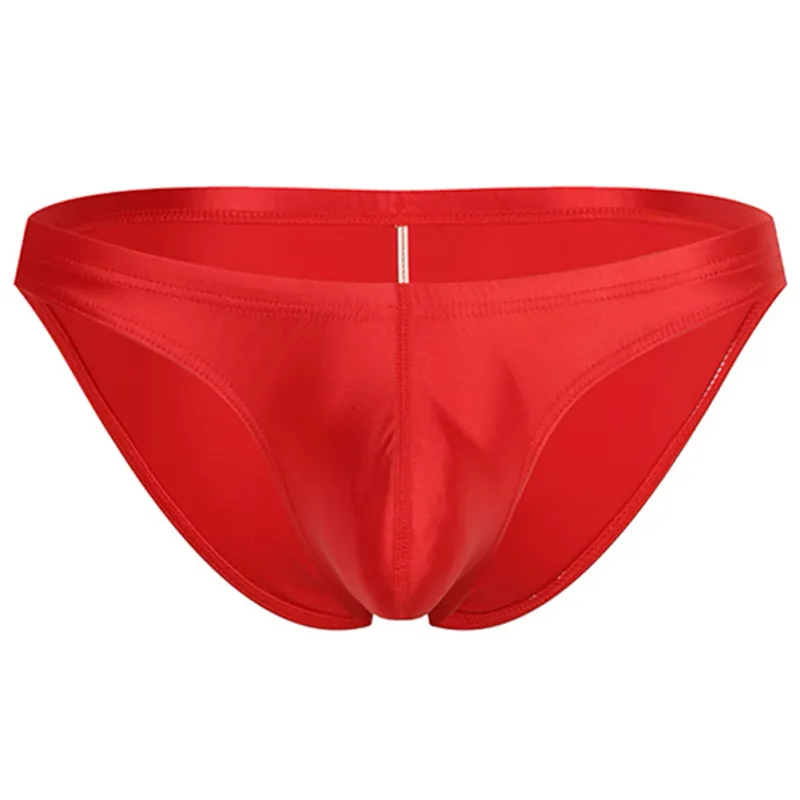 Mens Oil Shiny Glossy Silk Briefs Underwear Pouch Underpants Breathable Panties Low Rise Male Underpant Bikini — image 4