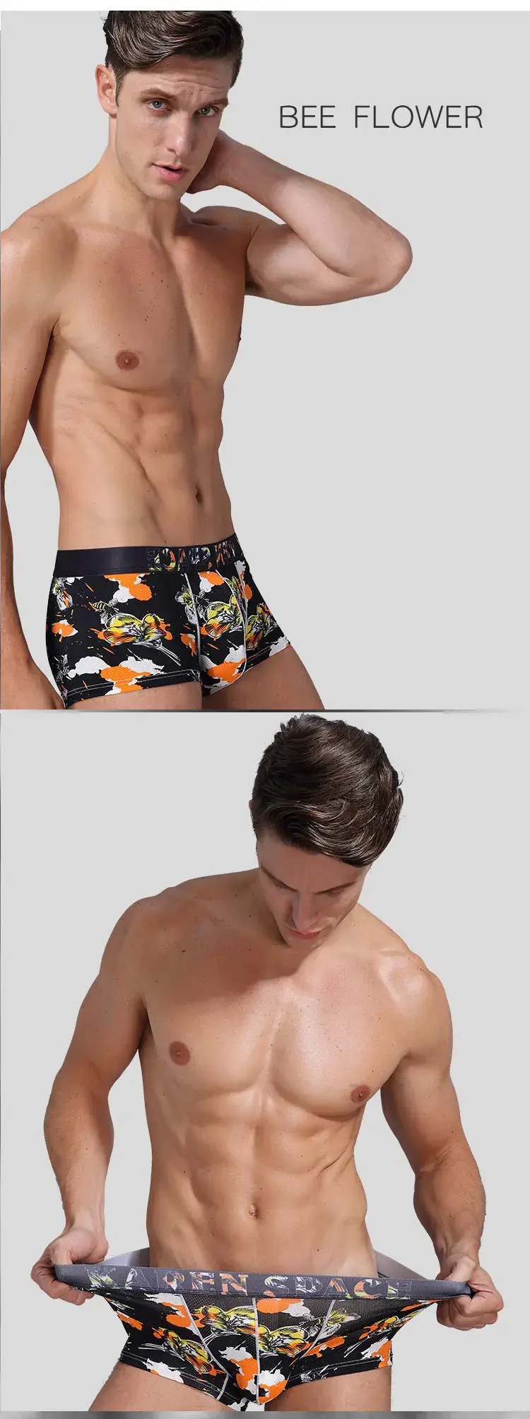 Erkek Nefes Buz Ipek Baskılı Boxer Külot Iç Çamaşırı Moda Erkek Külot Rahat Calzoncillo Hombre