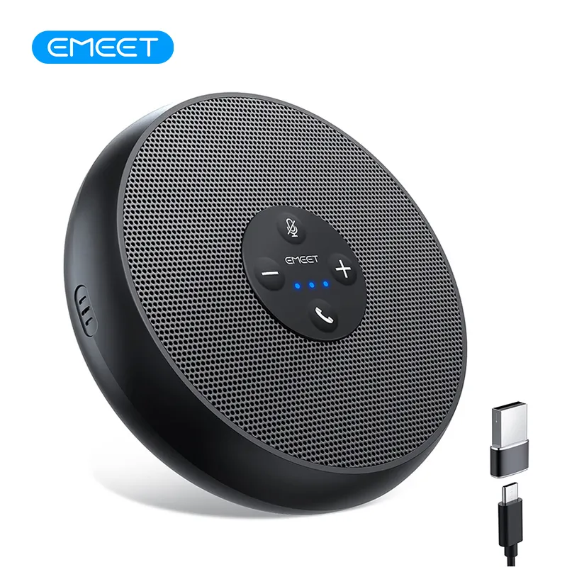 USB Wired Speakerphone Conference Speaker With 2 Mics 360° Voice Pickup Meeting Microphone for Zoom/WebEx/Microsoft Teams