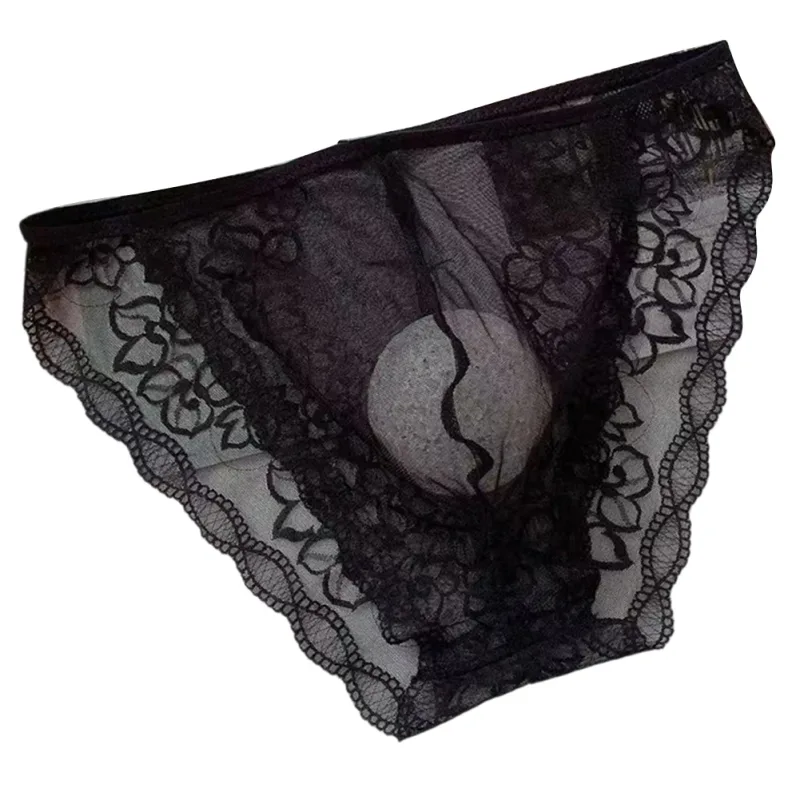 Stretchy Men\'s Lingerie Jockstraps Sheer Pouch Skin,Pink,Black Men Lace Briefs Quick Dry 90 Polyamide 10 Spandex — image 3
