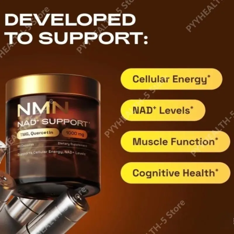 NMN Complex Supplement 1000mg Serving TMG Quercetin Resveratrol Capsules Cellular Wellness Supplement Supports Energy — image 3