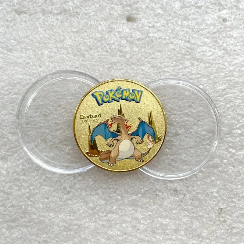 Pokemon Đồng Tiền Vàng Pikachu Anime Đồng Tiền Kỷ Niệm Charizard Vàng Kim Loại Tròn Đồng Xu Đồ Chơi — image 11