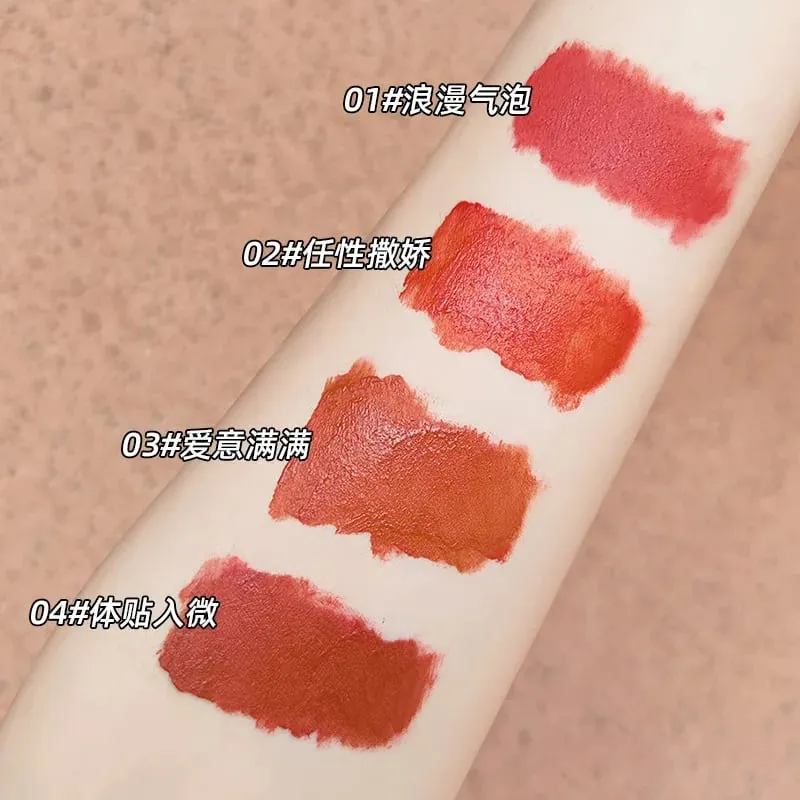 4 Pcs Liquid Lipstick Makeup Sets Matte Red Tint Lipgloss Long Lasting Waterproof Lip Stain Cosmetics With Necklace Gift