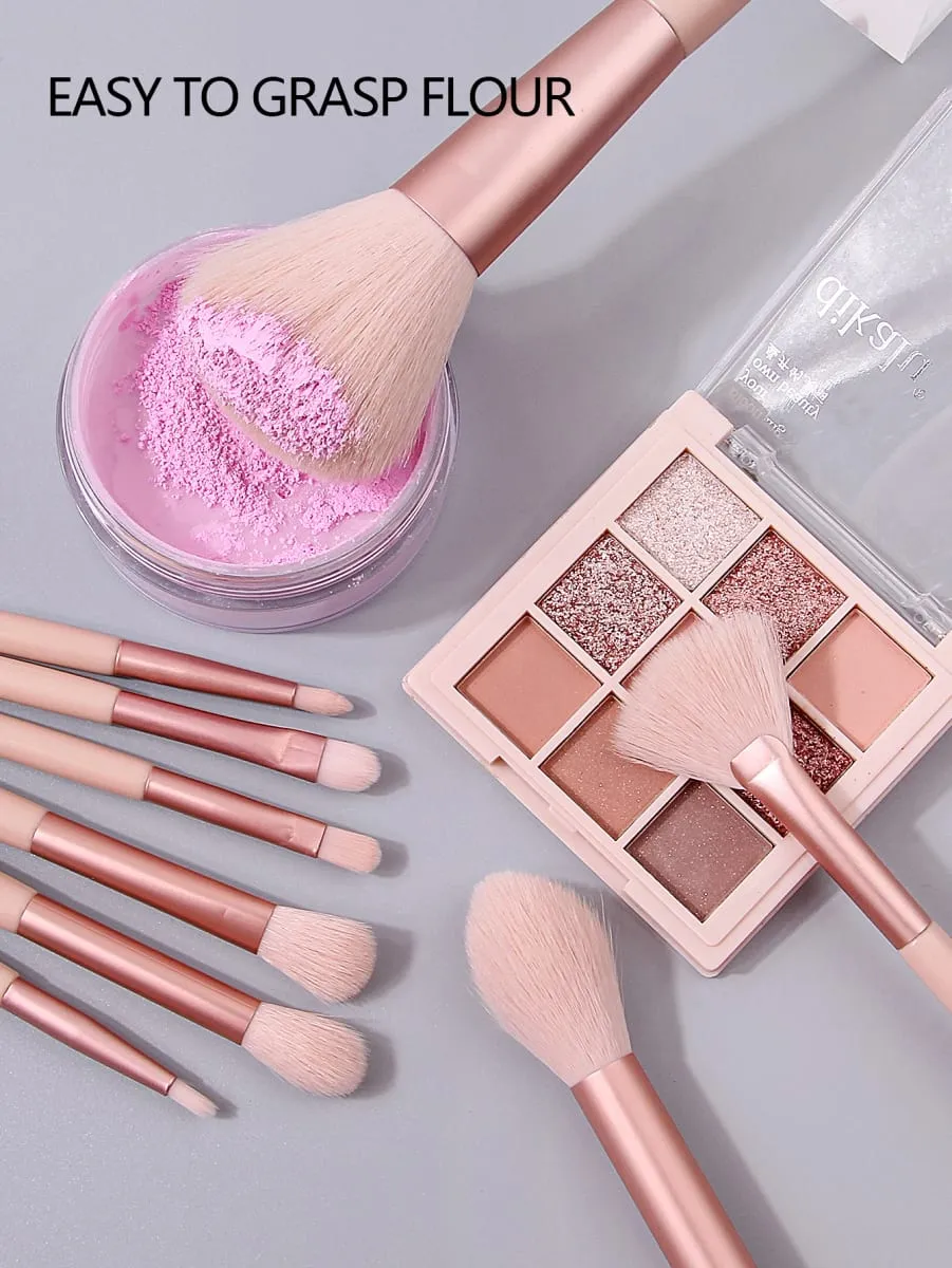 12 Stuks Roze Make-Up Kwasten Set Make Up Concealer Blush Poeder Borstels Oogschaduw Markeerstift Foundation Brush Cosmetische Schoonheid Gereedschap