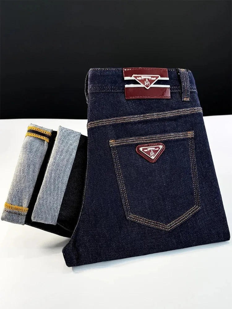 Ελαφρύ πολυτελές trend high-end τζιν ανδρικό slim fit μικρά πόδια ευέλικτο ελαστικό αρχικό χρώμα τζιν μακρύ παντελόνι — image 9