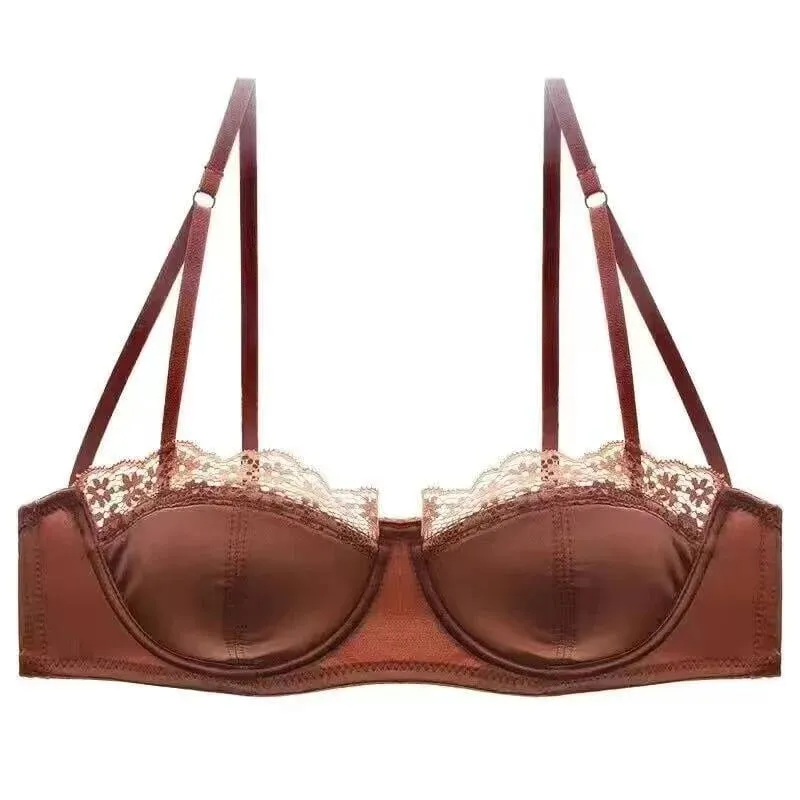 European Satin Half Cup Push Up BH Set Bügel Dünn Glatt Grün Spitze Komfortabel Sexy Dessous Für Damen 32-38 Hot Selling YEMOMO