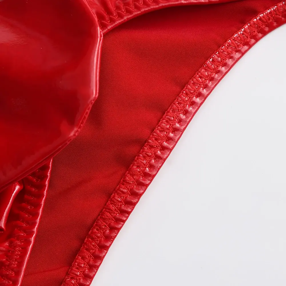 1pc Men Glossy Faux Leather Briefs Bulge Pouch Wide Waist Low Rise Underwear Erotic Lingerie Half-exposed Butt Gay Sissy Briefs — image 11