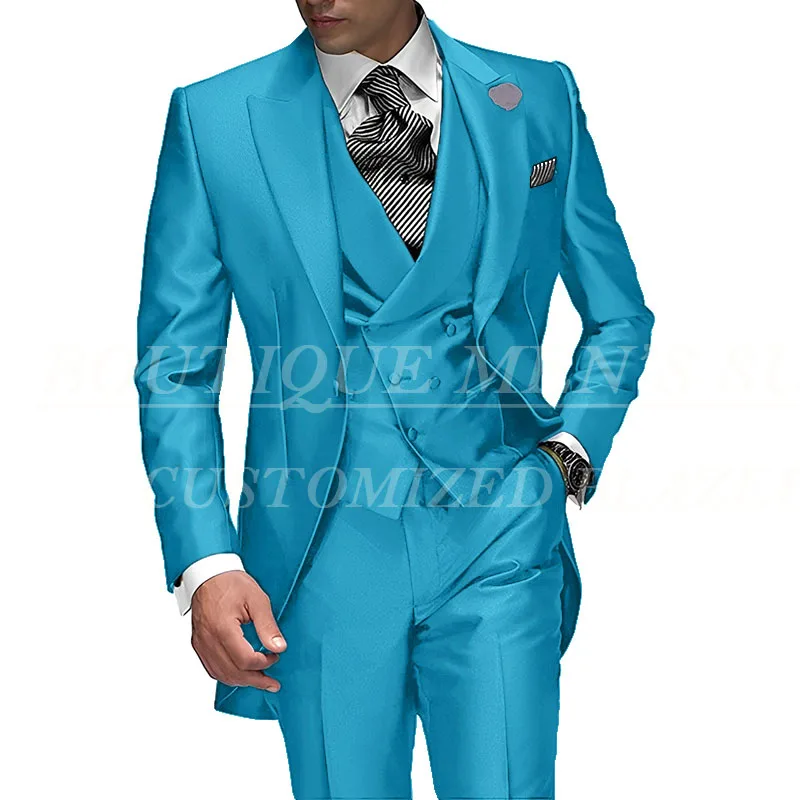 2026 Best Selling Peak Lapel Single Breasted Men Wedding Suits Purple Groom Tuxedo For Men Prom Suits Groomsman Jacket+Pant+Vest