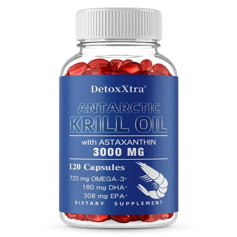 Antarctic Krill Oil 3000mg Capsules Omega-3 EPA DHA Astaxanthin & Phospholipids Antioxidant Heart Brain Joint & Eye Support