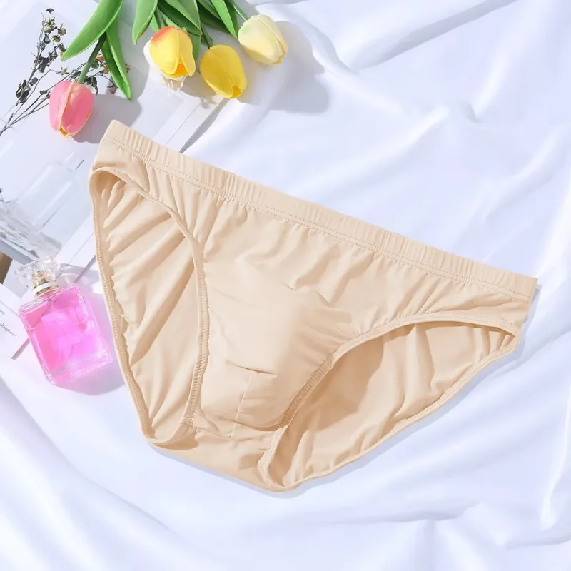 New Big Men's U Convex Underwear Ice Silk Quick Drying Briefs Summer Cool Low Waist Thin Male Underpants Plus Size — image 13
