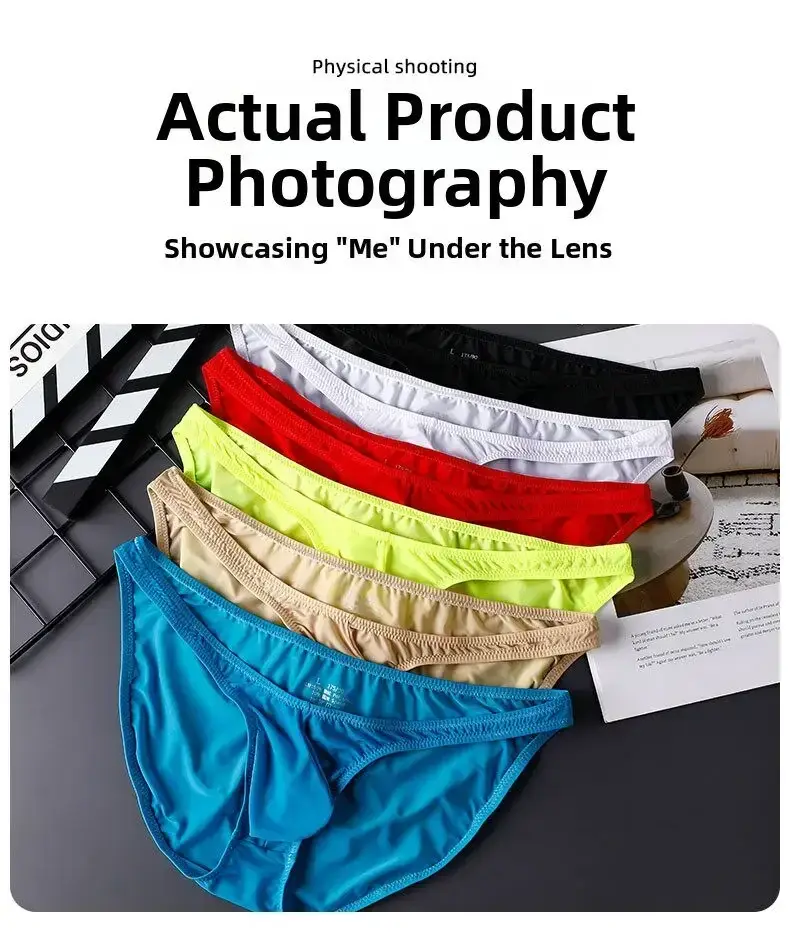 Men's Ice Silk Briefs Sexy Low-Rise U-Pouch Underwear Summer Ultra-Thin Breathable Smooth Panties Quick-Dry Cool Swimming Briefs — image 13