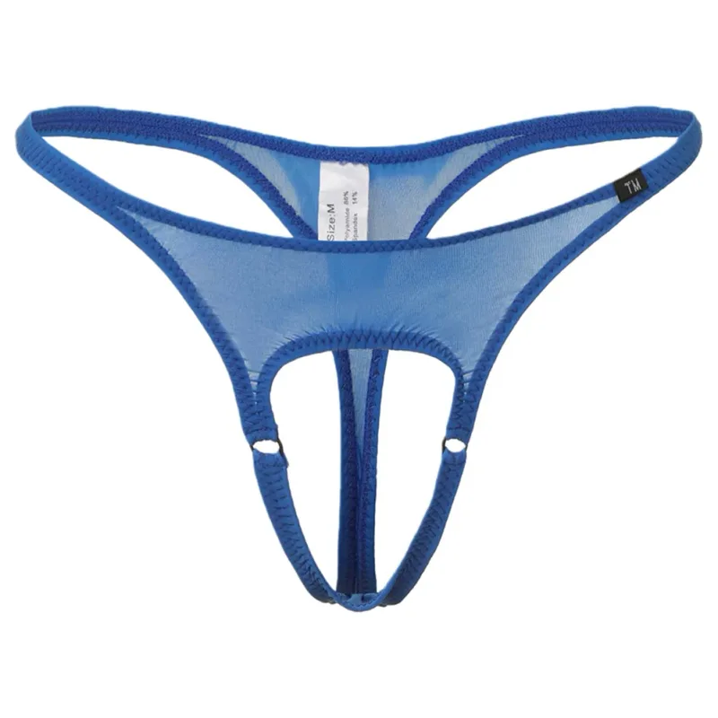 Sexy Men Underwear Thongs with Front Open Pouch Low Rise Fit High Elastic Stretch for Club Party 95%Polyester+5%Spandex
