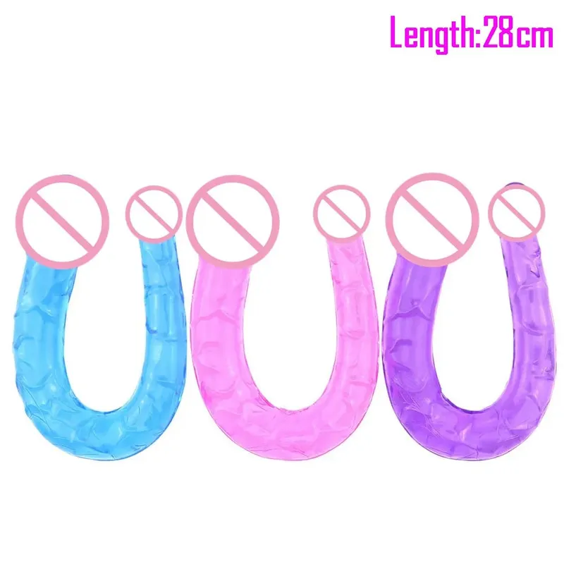 Soft Jelly Dildo Double Long 46cm Realistic Cock Lesbian Vaginal Anal Plug Flexible Fake Penis for Women Sex Toys
