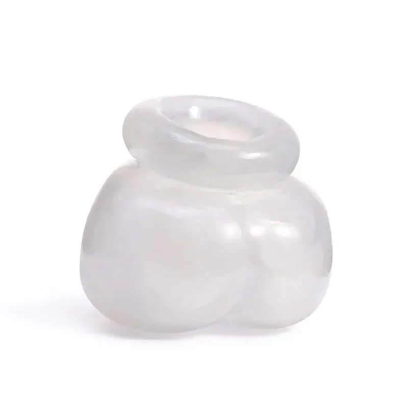 Male Silicone Ball Stretcher Scrotum Testicle BDSM Bondage Time Delay Sleeve Cock Penis Rings Adult Chastity Slave Sex Toys Men