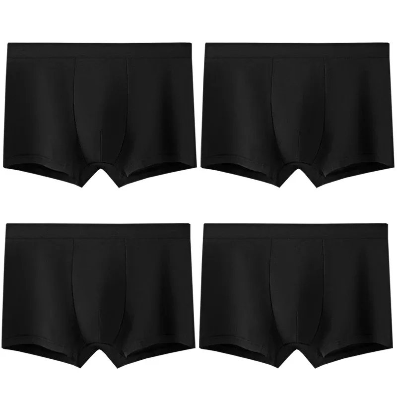 4pcs Cotton Men Boxer Shorts Male Underwear High Stretch Sexy Underpant Man Panties Plus Size L-4XL Mid Waist Breathable Brief