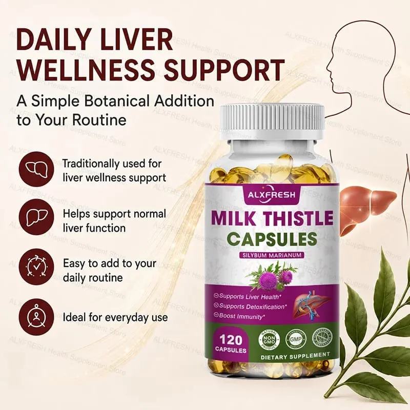 Organic Milk Thistle Extract 1000mg Capsules & Dandelion Silybum Marianum for Liver Health Supports Liver Function Non-GMO Vegen