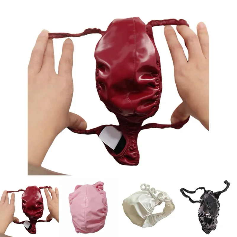 Latex Leather Thongs For Men Black Mens G-string Glossy Finish PU Polyester Spandex 15 PU 72 Polyester 13 Spandex