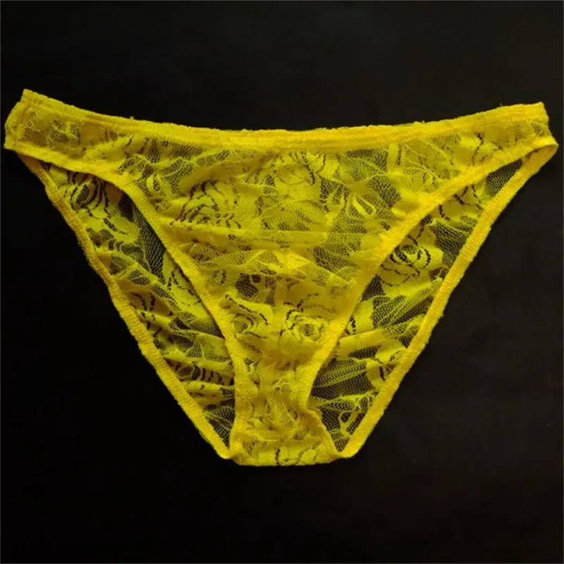 Sexy Men Lace Transparent Briefs Perspective Underwear Hollow Out Rose Mesh Low Rise Male Panties — image 16