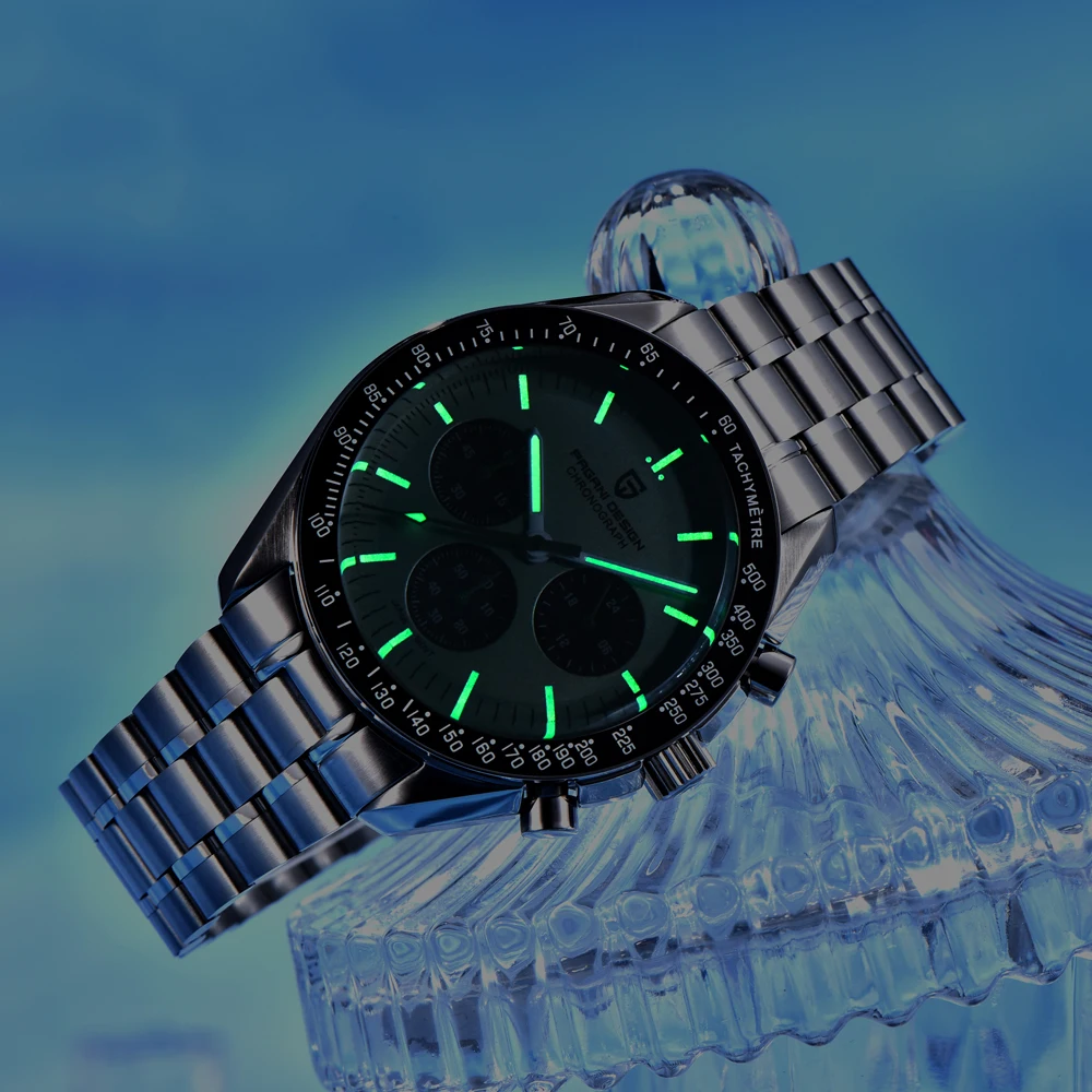 New Classic Men Watch PAGANI DESIGN Golden Green Luxury Quartz Watch For Men Automatic Date Speed Sport Chronograph AR Sapphire Crystal Wristwatch Men Local Shipping — image 2