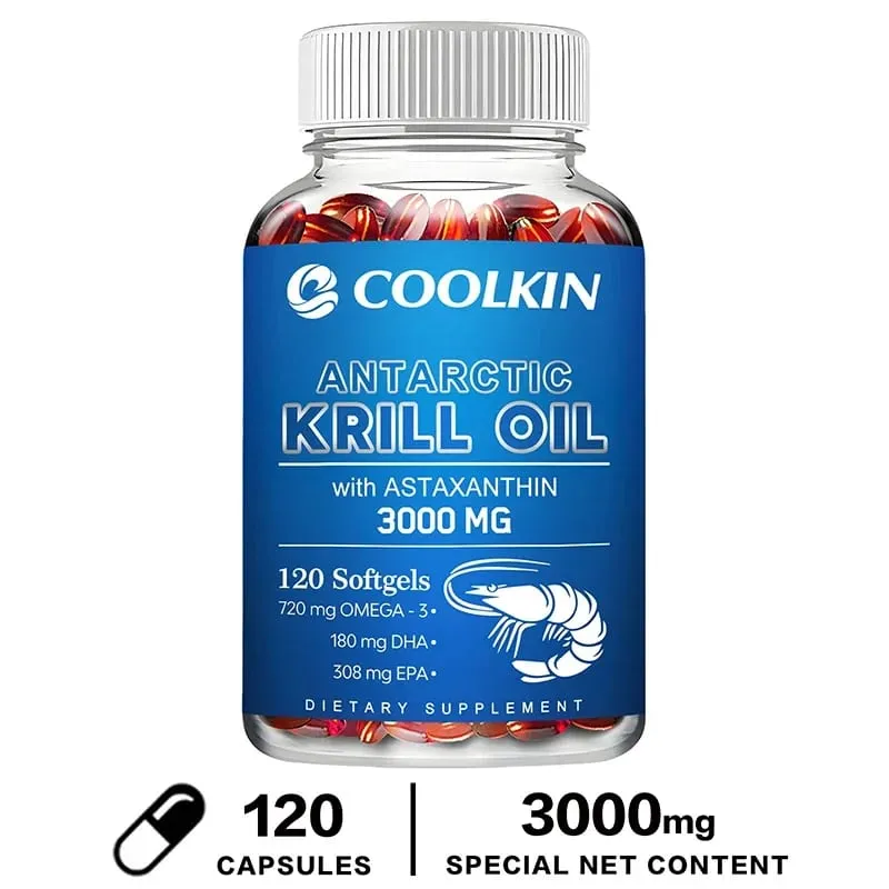 Antarctic Krill Oil 3000mg - Omega-3 EPA DHA Natural Astaxanthin Maximum Strength for Heart & Joint HealthCapsule
