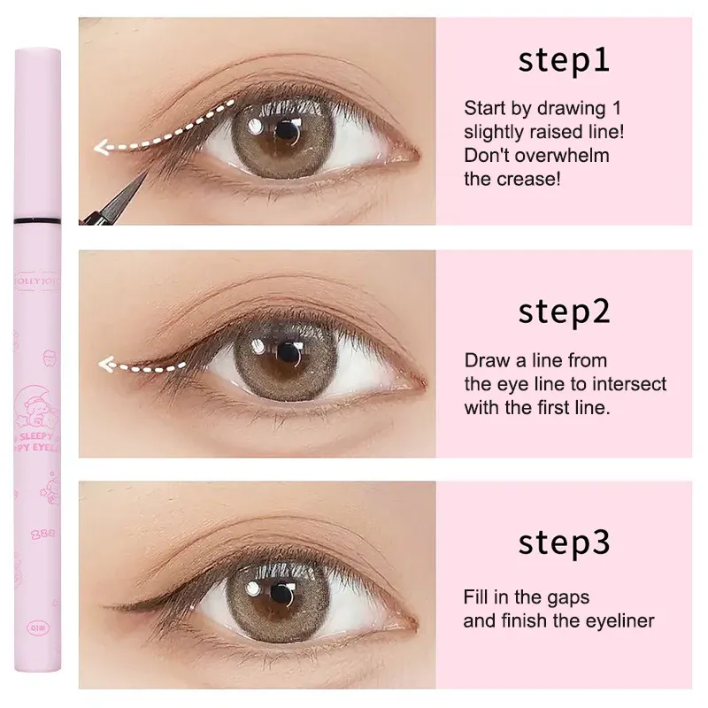 Black Liquid Eyeliner Eye Make Up Super Waterproof Long Lasting Eye Liner Easy To Wear Lying Silkworm Pen Makeup Cosmetics Tools