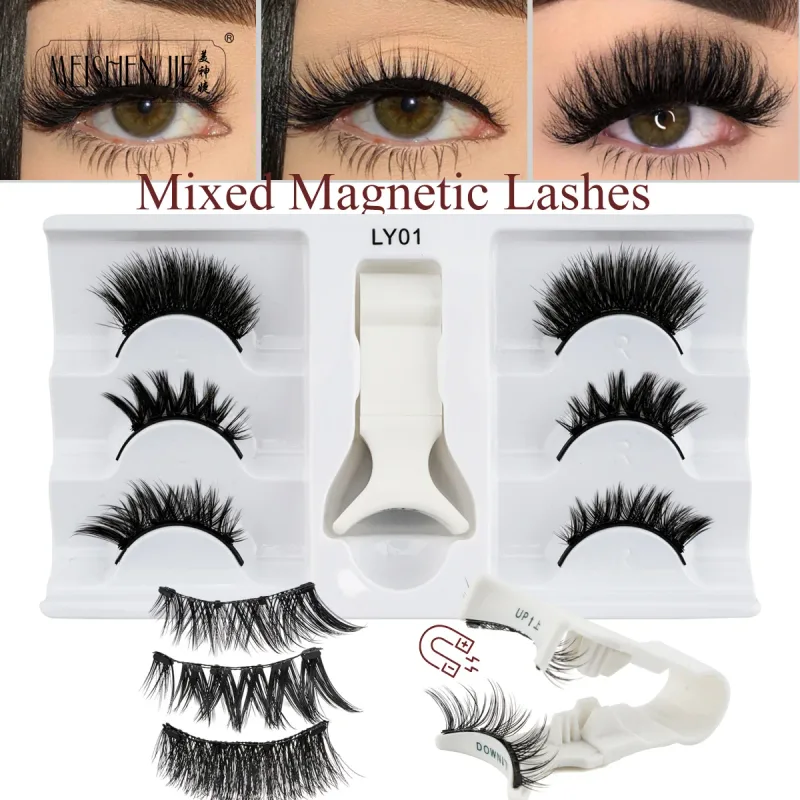 1/3 Pairs Magnetic Eye Lashes Χειροποίητες βλεφαρίδες Μαλακές επαναχρησιμοποιούμενες μαγνητικές βλεφαρίδες Natural look 3D Ψεύτικες βλεφαρίδες Σετ τσιμπιδάκια μακιγιάζ — image 12