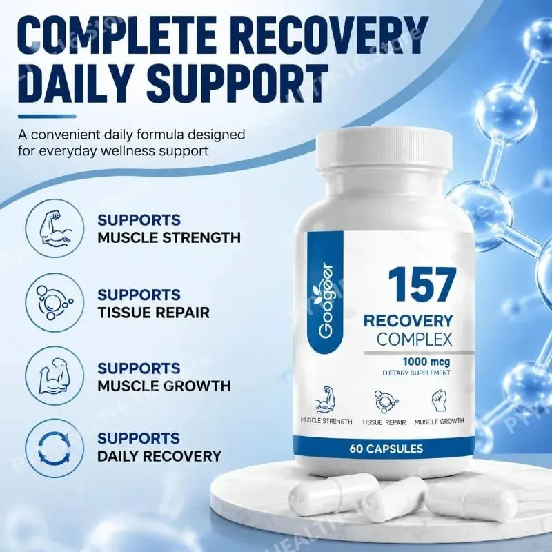 157 Complex Capsules Recovery with L-Valine and L-Glutamine for Recovery Support Muscle Growth Amino Blend 1000 Mcg 60 Capsules