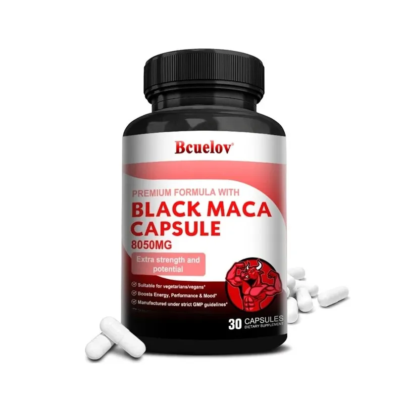 Powerful Black Maca Supplement for Men and Women Improve Energy Endurance Muscle Mass Health Maca Root Vegan Capsule